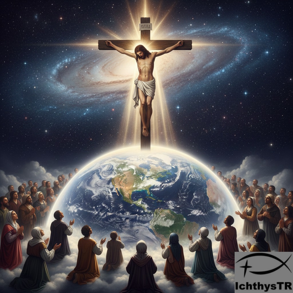 İsa Mesih Haç ile insanları kurtarıyor.