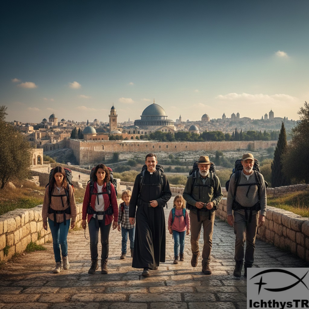 Kudüs'e hac yapan bir grup.