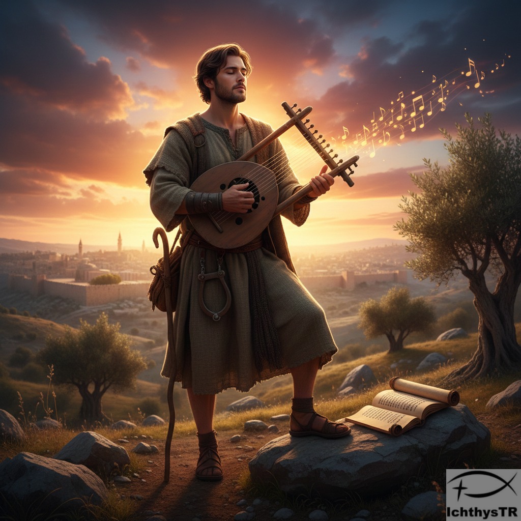 Davud Peygamber lir çalarken.